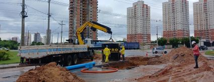 Atenção ao trânsito: mobilização da Águas Cuiabá na Estrada do Moinho Atenção ao trânsito: mobilização da Águas Cuiabá na Estrada do Moinho